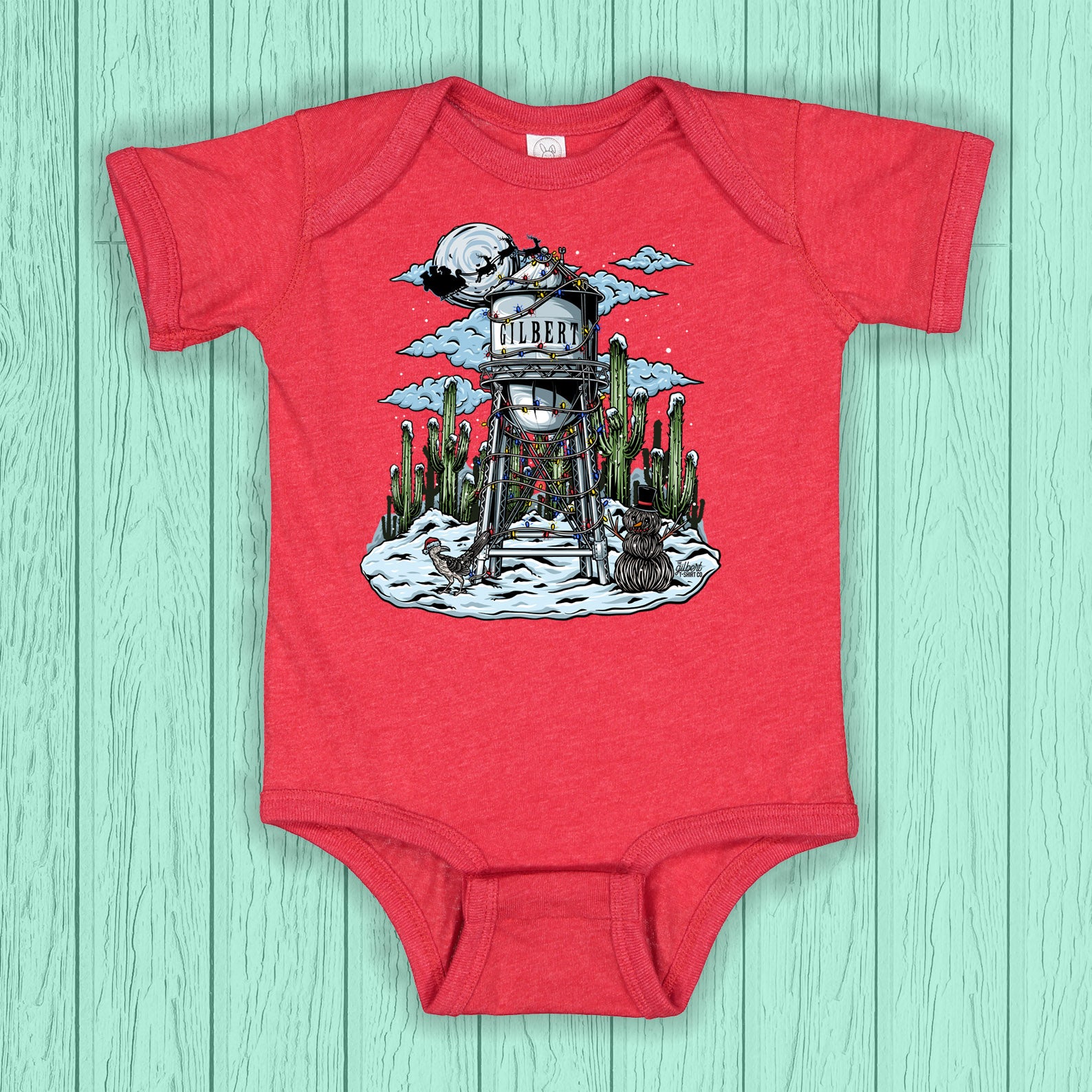 Gilbert Water Tower Christmas Infant Bodysuit