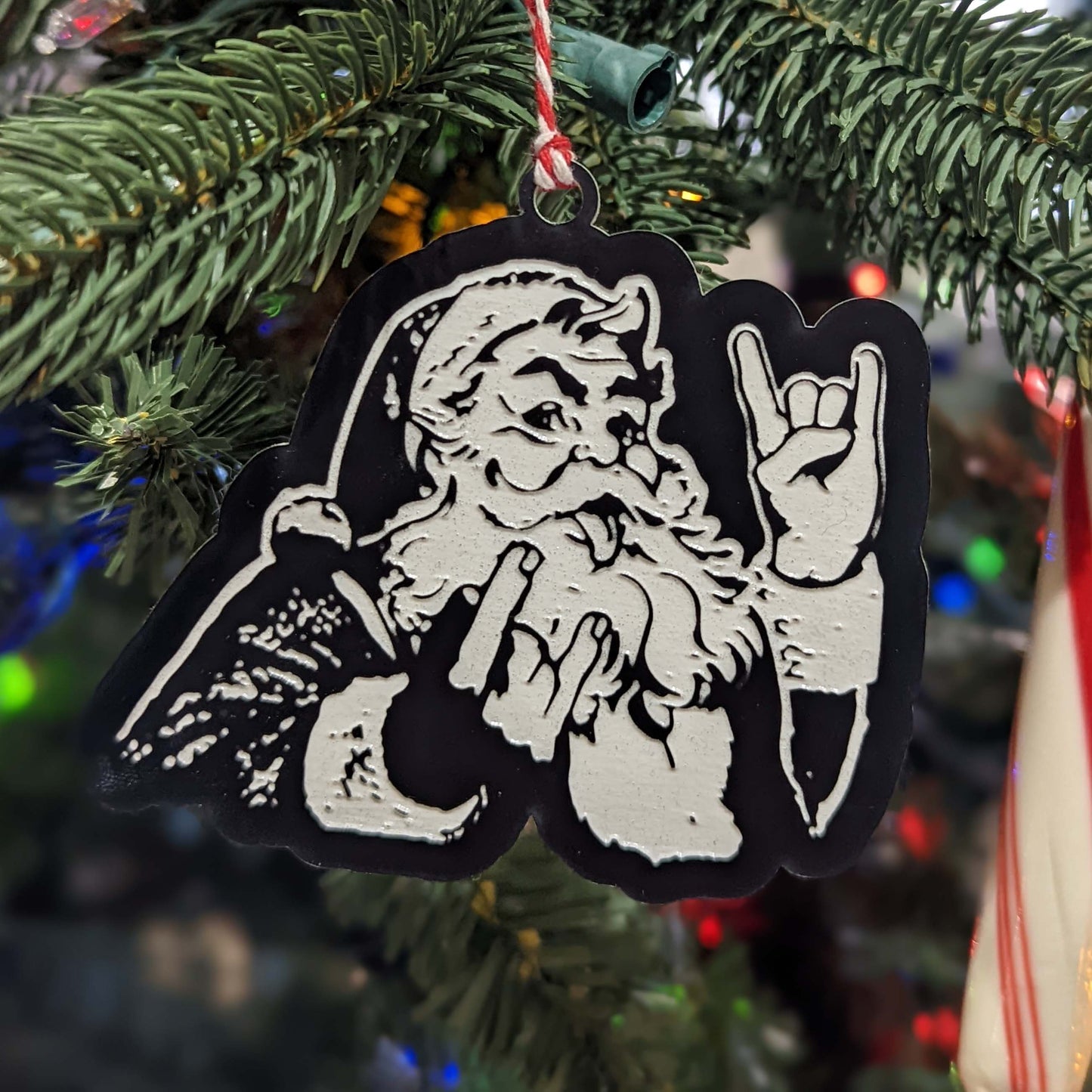 Rocker Santa Ornament