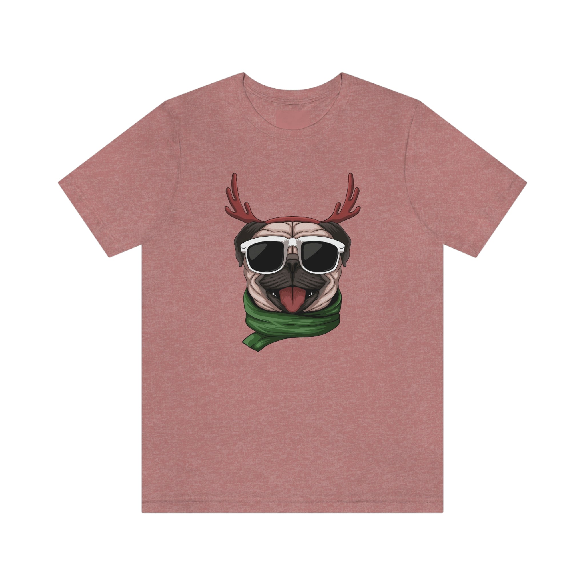 Christmas Pug Wearing Antlers Shirt