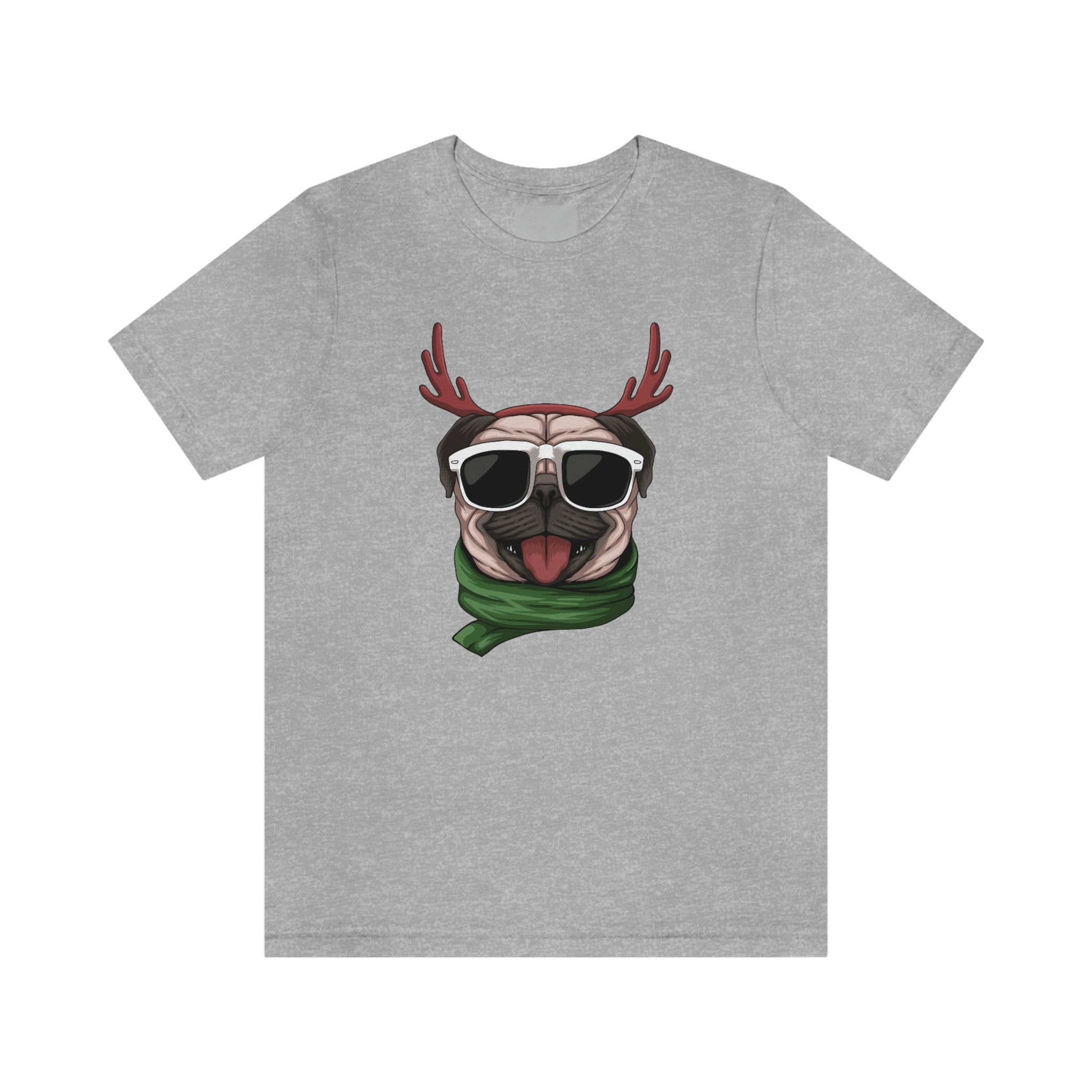 Christmas Pug Wearing Antlers Shirt